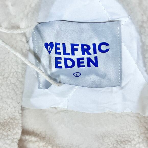 AELFRIC EDEN Oversized Sherpa Fleece Jacket Unisex Large Pink White Full Zip - Picture 9 of 10